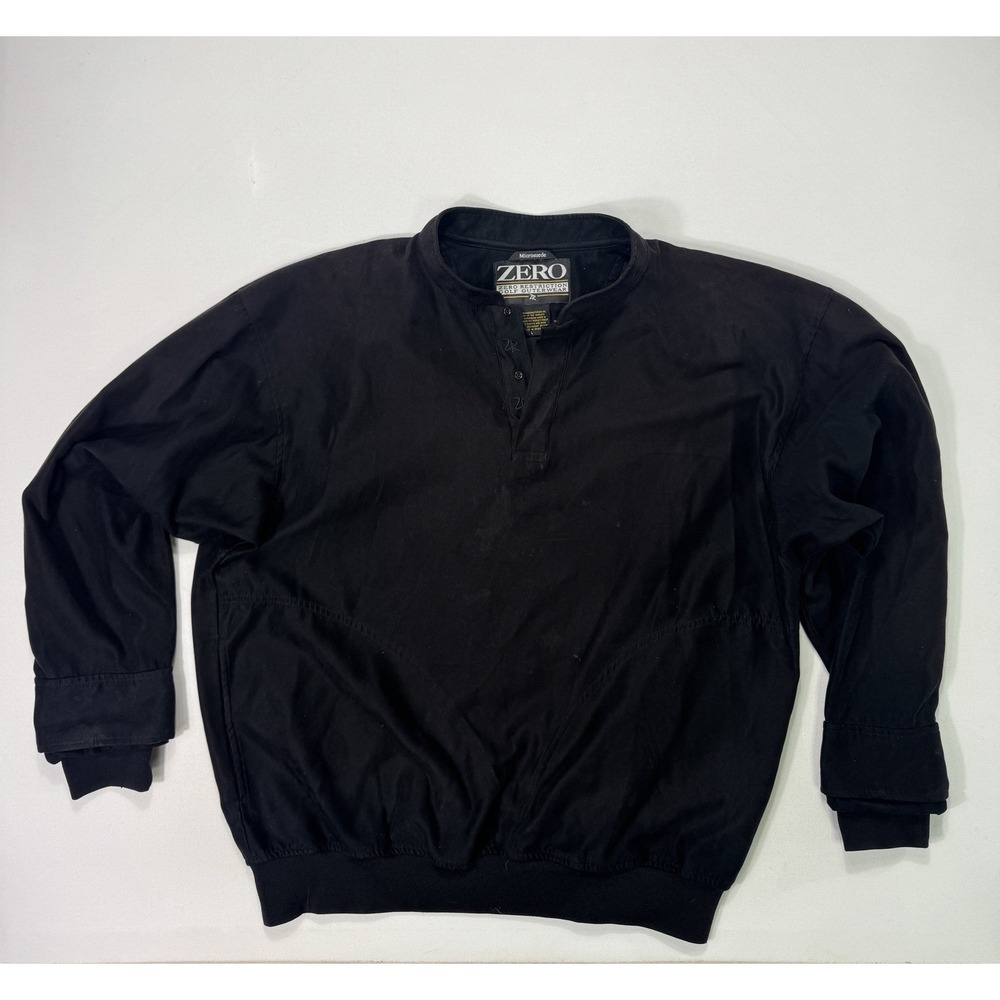 Zero Restriction Golf Pullover Men Large Black Microsuede Windbreaker Jacket